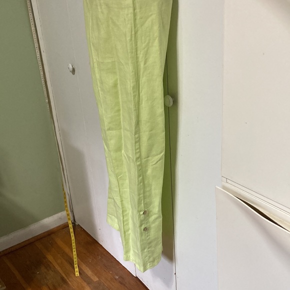 SPIRIT Linen Neon Lime Green Highlighter Drawstring Pants Womens Large - Picture 8 of 13